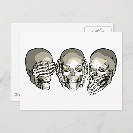 SIEHE KEINE EVIL SKULLS POSTKARTE (Vorne/Hinten)
