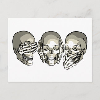 SIEHE KEINE EVIL SKULLS POSTKARTE