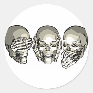 SIEHE KEINE EVIL SKULLS RUNDER AUFKLEBER