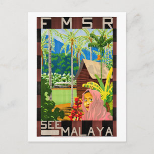 Siehe Malaya Vintage Travel Poster wiederhergestel Postkarte