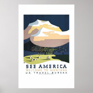 Siehe Montana 930er WPA Vintage-Stil Siehe Amerika Poster