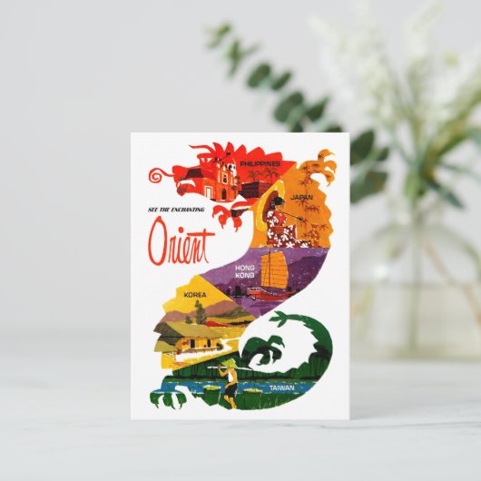 Siehe Orinet. Weit östliche Länder im Drachen Postkarte (Stehend Vorderseite)