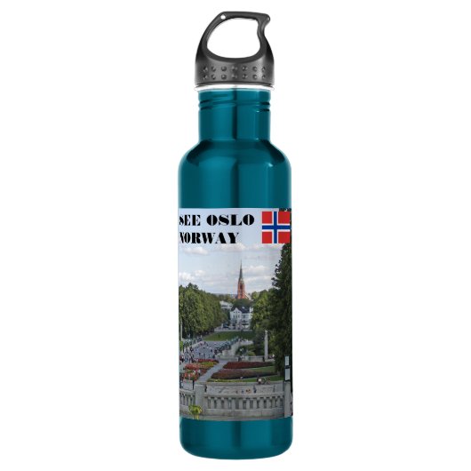 Siehe Oslo Norwegen Vigeland reisen Souvenir Edelstahlflasche (Vorderseite)