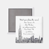 SIEHE REVISED LINK! NYC Skyline Etched 01 Rett Dat Magnet (Vorderseite/Rückseite)