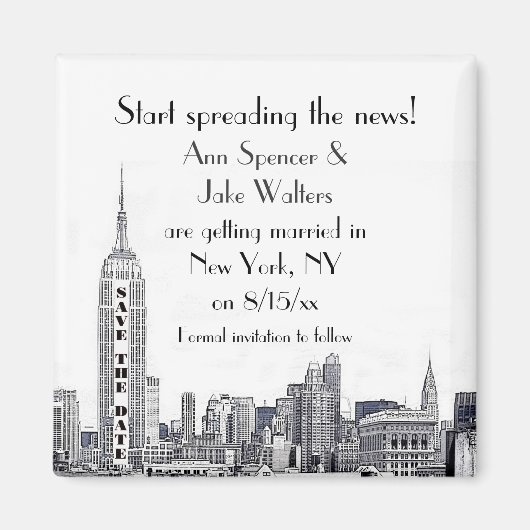 SIEHE REVISED LINK! NYC Skyline Etched 01 Rett Dat Magnet (Vorne)