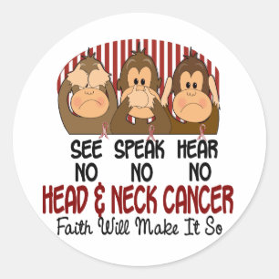 Siehe Speak Hear No Head and Neck Cancer 1 Runder Aufkleber