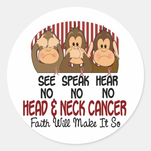 Siehe Speak Hear No Head and Neck Cancer 1 Runder Aufkleber (Vorderseite)