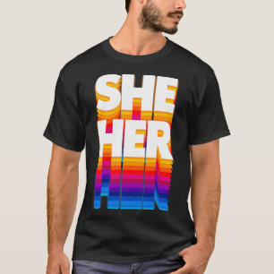 SieHer Pronomen Retro verblasstes Design T-Shirt