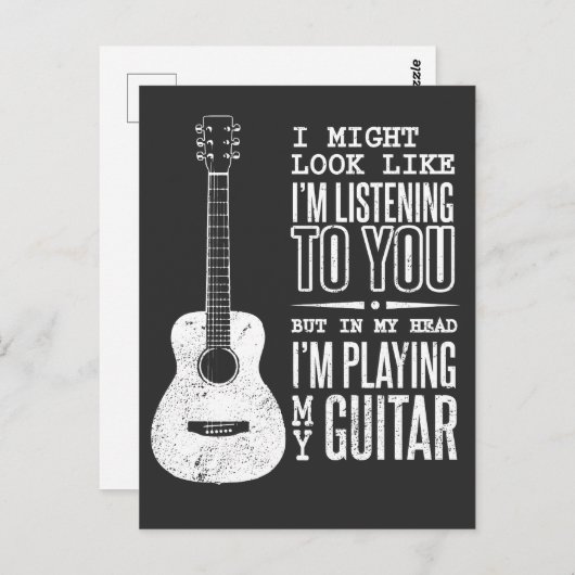 Sieht aus, als höre ich dir Musik-Gitarre zu Postkarte (Vorne/Hinten)