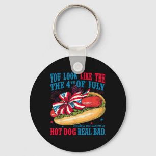 Sieht aus wie der 4. Juli lässt mich Hotdog echt w Schlüsselanhänger