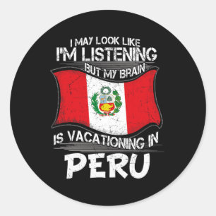 Sieht aus wie ein Gehirn auf Urlaub in Peru Runder Aufkleber