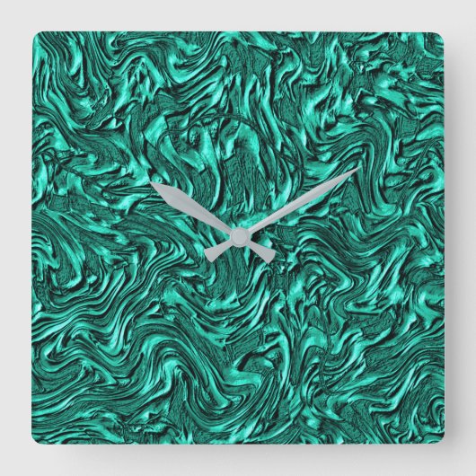 Sieht aus wie ein Jadegrün mit einer Wandstruktur Quadratische Wanduhr (Vorderseite)