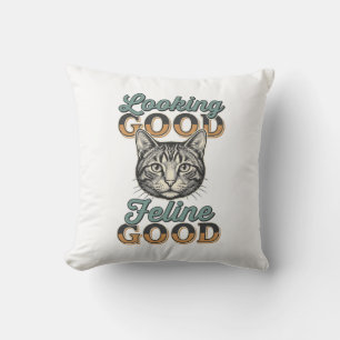 Sieht gut aus, felines Gutes Vintage-Katze Design_ Kissen