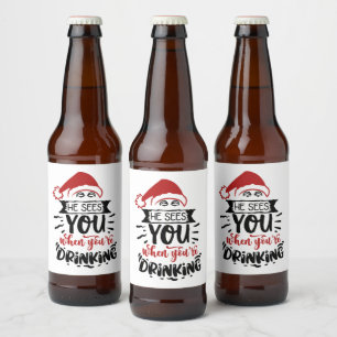 sieht man, wie man lustige Weihnachten trinkt Bierflaschenetikett