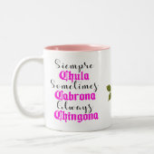 Siempre Chula Always Chingona Zweifarbige Tasse (Links)