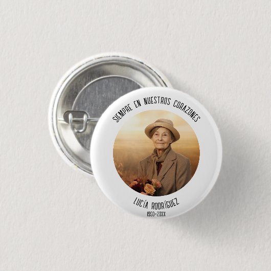 siempre en nuestros corazones spanisch beerdigen button (Vorne & Hinten)