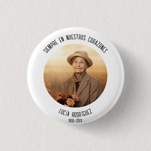 siempre en nuestros corazones spanisch beerdigen button (Vorderseite)