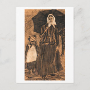 Sien unter Regenschirm mit Mädchen, Van Gogh Fine Postkarte