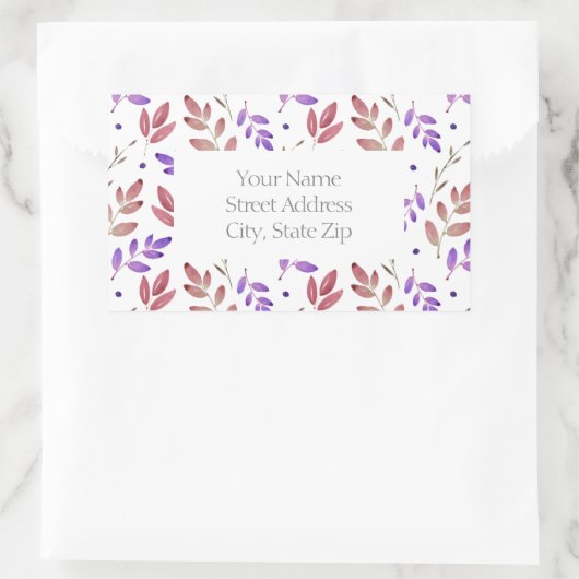 Siena gemischt, Lila Blätter Rechteckiger Aufkleber (Tasche)