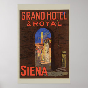 Siena Grand Royal Hotel Vintag Italienisch Reisen Poster