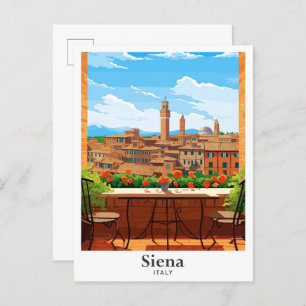 Siena Italien Art Reisen Vintage Illustration Postkarte