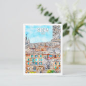 Siena Italien Berühmter Platz Wasserfarben Postkarte (Stehend Vorderseite)