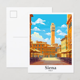 Siena Italien Kunst Vintage Reise Illustration Postkarte