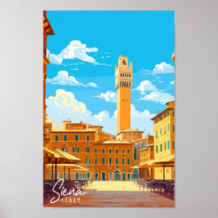 Siena Italien Vintage Reise Illustration Poster