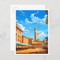 Siena Italien Vintage Reise Illustration