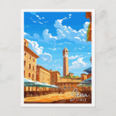 Siena Italien Vintage Reise Illustration Postkarte (Vorderseite)