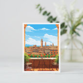 Siena Italien Vintage Reise Illustration Postkarte (Stehend Vorderseite)