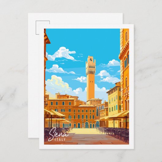 Siena Italien Vintage Reise Illustration Postkarte (Vorne/Hinten)