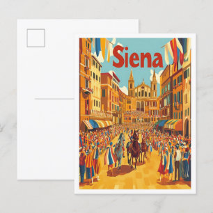 Siena Italien Vintage Reiseillustration Postkarte
