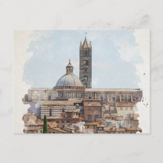 Siena Italien Wasserfarben Kunst, Kultur Postkarte (Vorderseite)