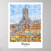 Siena Italy Wasserfarbe Sketch Hand zeichnen Poster (Vorne)