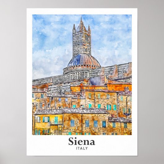 Siena Italy Wasserfarbe Sketch Hand zeichnen Poster (Vorne)