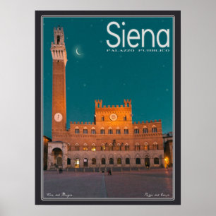 Siena - Palazzo Pubblico Nacht Poster