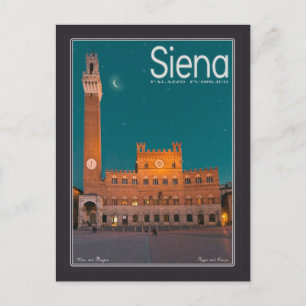 Siena - Palazzo Pubblico Nacht Postkarte