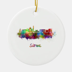 Siena skyline im Watercolor Keramikornament