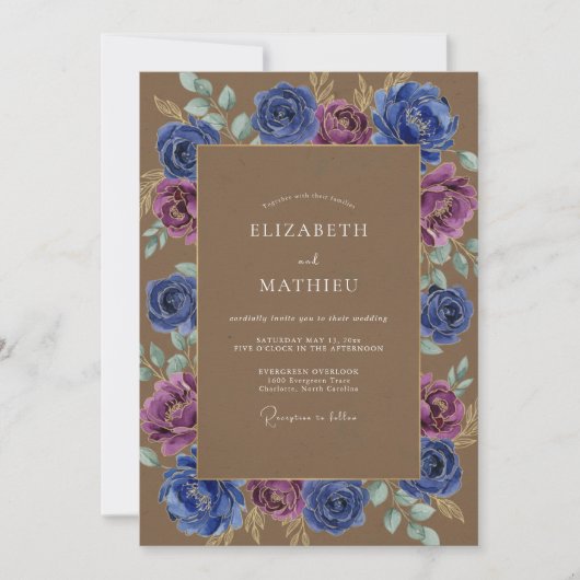 Sienna Amethyst Gemalte Hochzeit Einladung (Vorderseite)