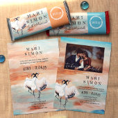 Sienna Beige Asian Crane Wedding Candy Bar Wrapper Flyer