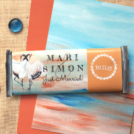 Sienna Beige Asian Crane Wedding Candy Bar Wrapper Flyer