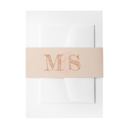 Sienna Beige Monogram Bride Groom Initials Wedding Einladungsbanderole