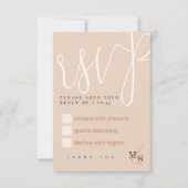 Sienna Beige White Calligraphy Wedding RSVP Card Karte (Vorderseite)