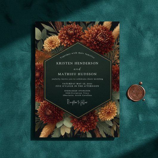 Sienna Bloom Herbstromanze Hochzeit Einladung