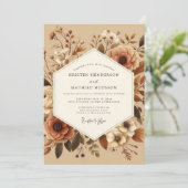 Sienna-Blüten-Rustikale-Hochzeit Einladung (Stehend Vorderseite)