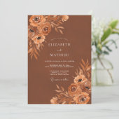Sienna-Blütenhochzeit Einladung (Stehend Vorderseite)