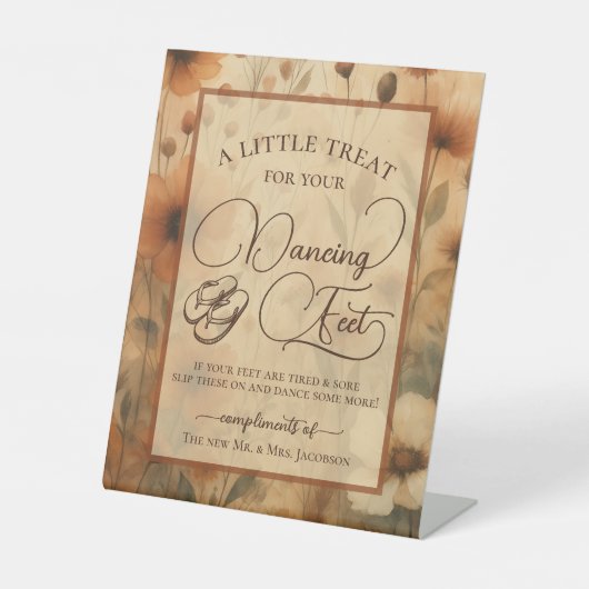 Sienna Boho Floral Dancing Feet Flip Flop Wedding  Sockelschild (Vorderseite)