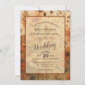 Sienna Boho Florale Kalligrafie & QR-Code Hochzeit Einladung (Vorderseite)