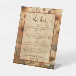 Sienna Boho Wildflowers Wedding Drinks or Bar Menu Sockelschild